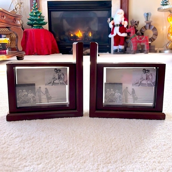 Brand New Jordan Mark Solid Wood Cherry Finish Photo Picture Frame Bookends Pair - Picture 9 of 16
